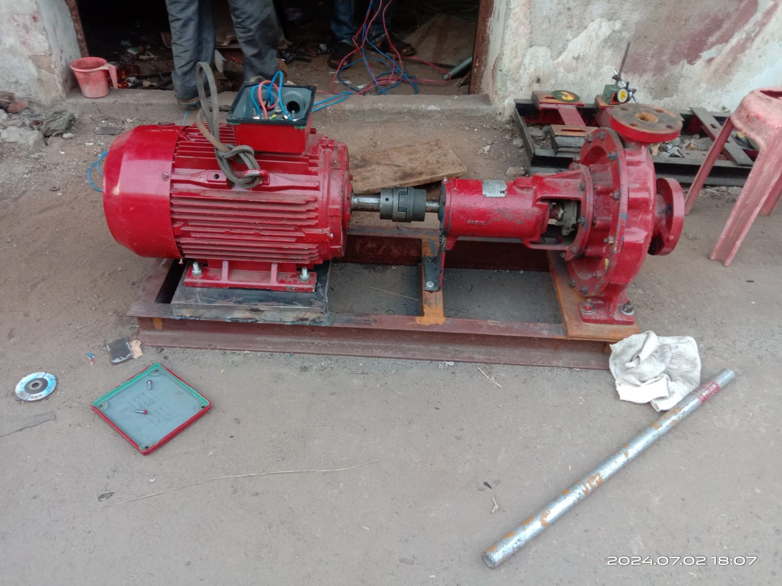 Centrifugal Process Pump & 3-Phase Induction Motor Base Frame Fabrication and Shaft Alignment